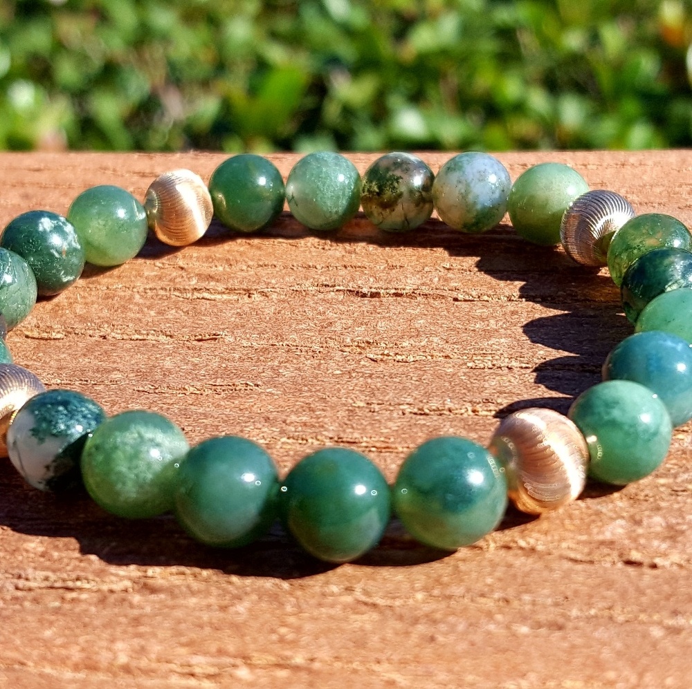 Green Moss Agate Boho Bracelet